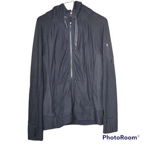 Athleta Woman’s Black Drawstring Hooded Casual Sportswear Zip Up Jacket